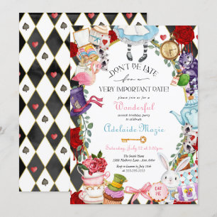 Alice in Wonderland お洒落 Children's誕生日 招待状