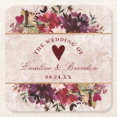 Alice in Wonderland エレガントヴィンテージ・モノグラム スクエアペーパーコースター (正面)