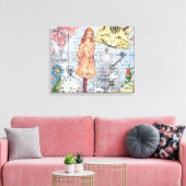 Alice in Wonderland クラシックCheshire Rabbit Alice キャンバスプリント (インサイチュ (リビング))