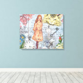 Alice in Wonderland クラシックCheshire Rabbit Alice キャンバスプリント (インサイチュ (ウッドフロア))