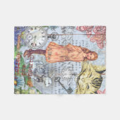 Alice in Wonderland クラシックCheshire Rabbit Alice フリースブランケット (正面(横))