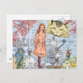 Alice in Wonderland クラシックCheshire Rabbit Alice ポストカード (正面/裏面)