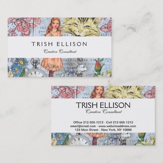 Alice in Wonderland クラシックCheshire Rabbit Alice 名刺 (正面/裏面)