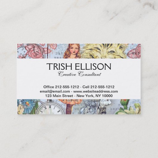 Alice in Wonderland クラシックCheshire Rabbit Alice 名刺 (裏面)