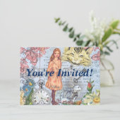 Alice in Wonderland クラシックCheshire Rabbit Alice 招待状 (スタンド正面)