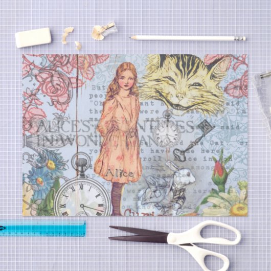 Alice in Wonderland クラシックCheshire Rabbit Alice 薄葉紙 (クラフト)