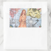 Alice in Wonderland クラシックCheshire Rabbit Alice 長方形シール (バッグ)