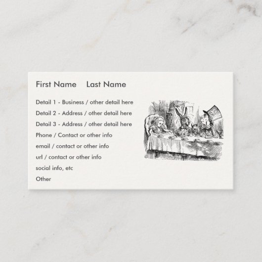 Alice in Wonderland – ザ不機嫌Hatter's Teaパーティー 名刺 (正面)