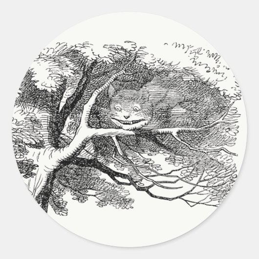 Alice in Wonderland – チェシャーキャットがスマイルに退色 ラウンドシール (正面)