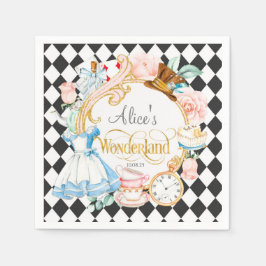 Alice in Wonderland,不機嫌帽子茶パーティー誕生日 スタンダードカクテルナプキン