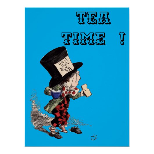 Alice in Wonderland -不機嫌Hatter – 色 – 青bkgrd ポスター (正面)