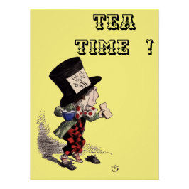 Alice in Wonderland -不機嫌Hatter – 色 – 青bkgrd ポスター