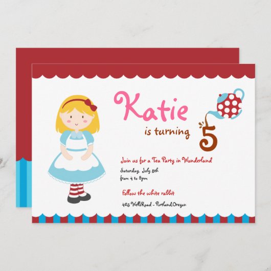 ALICE in Wonderland 招待状 (正面/裏面)