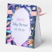 Alice in Wonderland、金ゴールドグリッター、ベビーシャワー フェイバーボックス (裏面サイド)