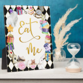 Alice in Wonderland 食べ Me食べ物のテーブルサイン フォトプラーク (側面)