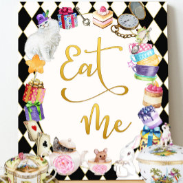 Alice in Wonderland 食べ Me Table Sign ポスター