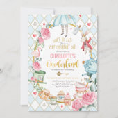 Alice in Wonderland 1st誕生日不機嫌ティーパーティー 招待状 (正面)