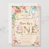 Alice in Wonderland 1st Birthday Invitation 招待状 (正面)