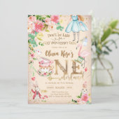 Alice in Wonderland 1st Birthday Invitation 招待状 (スタンド正面)