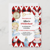 Alice in Wonderland 1st Birthday Onederlandパーティー 招待状 (正面)