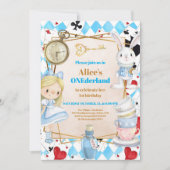 Alice in Wonderland 1st Birthday Onederlandパーティー 招待状 (正面)