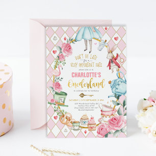 Alice in Wonderland 1st Birthday Onederlandパーティー 招待状