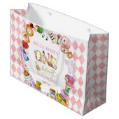 Alice in Wonderland 1st birthday Pink  ラージペーパーバッグ (正面アングル)