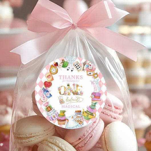 Alice in Wonderland 1st birthday Thank You Sticker ラウンドシール