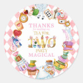 Alice in Wonderland 2nd birthday Thank You Sticker ラウンドシール (正面)