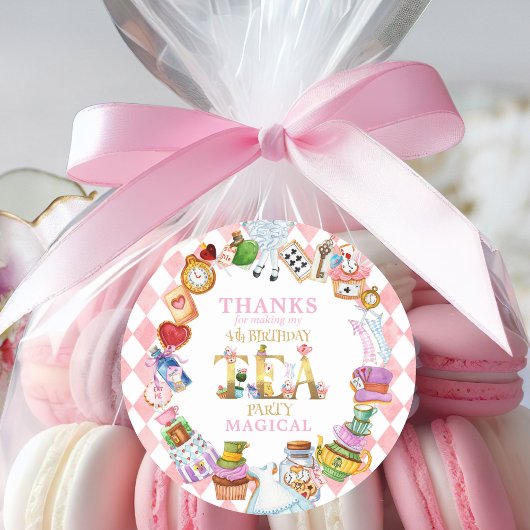 Alice in Wonderland 4th birthday Thank You Sticker ラウンドシール