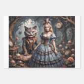 Alice in Wonderland and Cheshire Cat - Decoupage  ラッピングペーパーシート (正面)