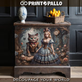 Alice in Wonderland and Cheshire Cat - Decoupage  ラッピングペーパーシート