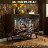 Alice in Wonderland and The March Hare - Decoupage ラッピングペーパーシート