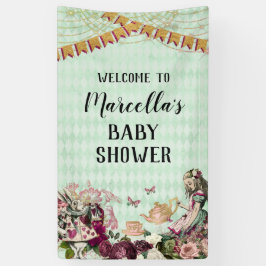 Alice in Wonderland Baby Showerバナー 横断幕
