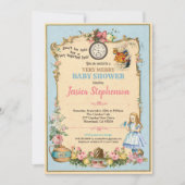 Alice in Wonderland baby shower invitation blue 招待状 (正面)