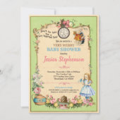 Alice in Wonderland baby shower invitation green 招待状 (正面)