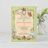 Alice in Wonderland baby shower invitation green 招待状 (スタンド正面)