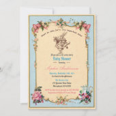 Alice in Wonderland Baby Shower SipとSee blue 招待状 (正面)