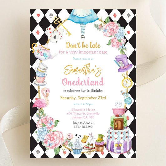 Alice in Wonderland Birthday Invitation 招待状
