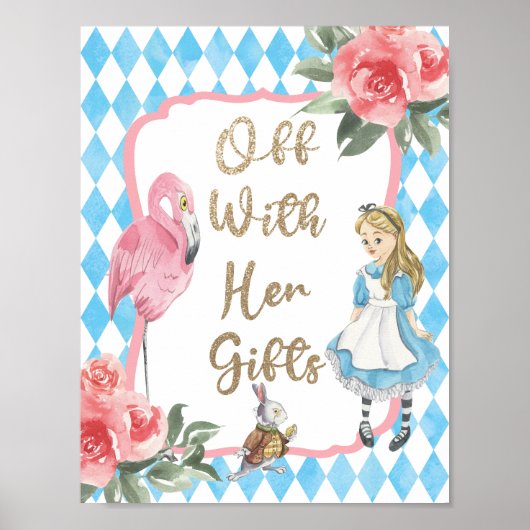 Alice in Wonderland Birthday Party Gift Sign Decor ポスター (正面)