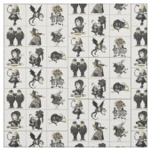Alice in Wonderland Black/Table in White ファブリック (見本)