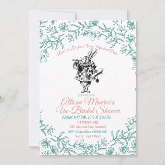 Alice in Wonderland Bridal Shower Invitation 招待状 (正面)