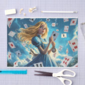 Alice in Wonderland Cards Pocket Watch Decompage 薄葉紙 (クラフト)