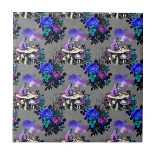 Alice in Wonderland Caterpillar喫煙花 タイル (正面)