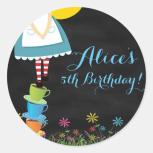 Alice in Wonderland Chalkboard誕生日スタンプ ラウンドシール