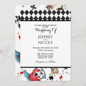 Alice in Wonderland Checkered Wedding Invitation 招待状 (正面/裏面)