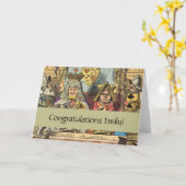 Alice in Wonderland Cheshire Catキャラクター カード (黄色い花)