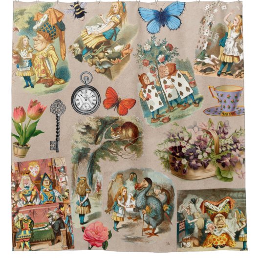 Alice in Wonderland Cheshire Catキャラクター シャワーカーテン (正面)