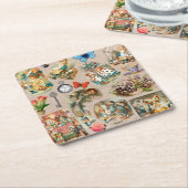 Alice in Wonderland Cheshire Catキャラクター スクエアペーパーコースター (アングル)