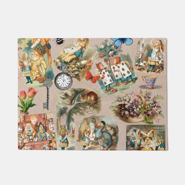 Alice in Wonderland Cheshire Catキャラクター ドアマット (正面)